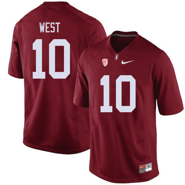 Men #10 Jack West Stanford Cardinal College Football Jerseys Sale-Cardinal